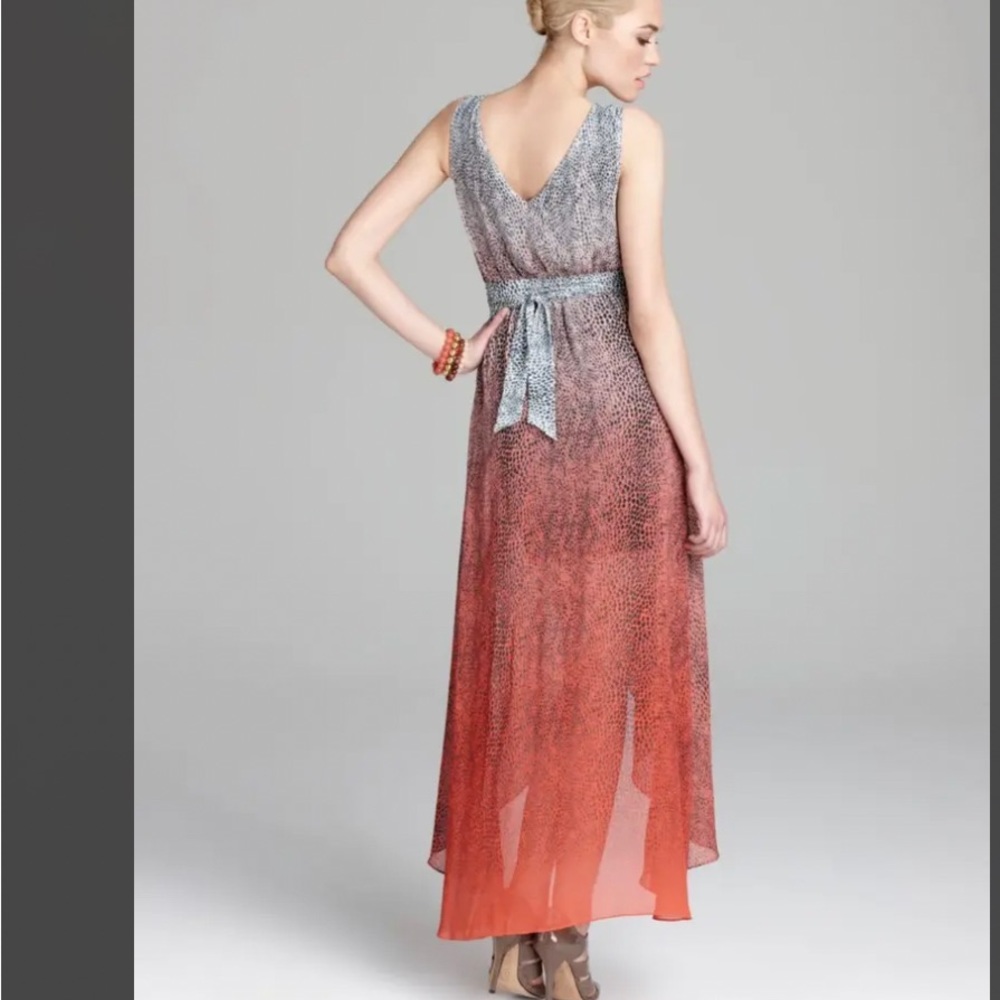 Guess V-neck Ombre Animal Print Maxi Dress Size Large